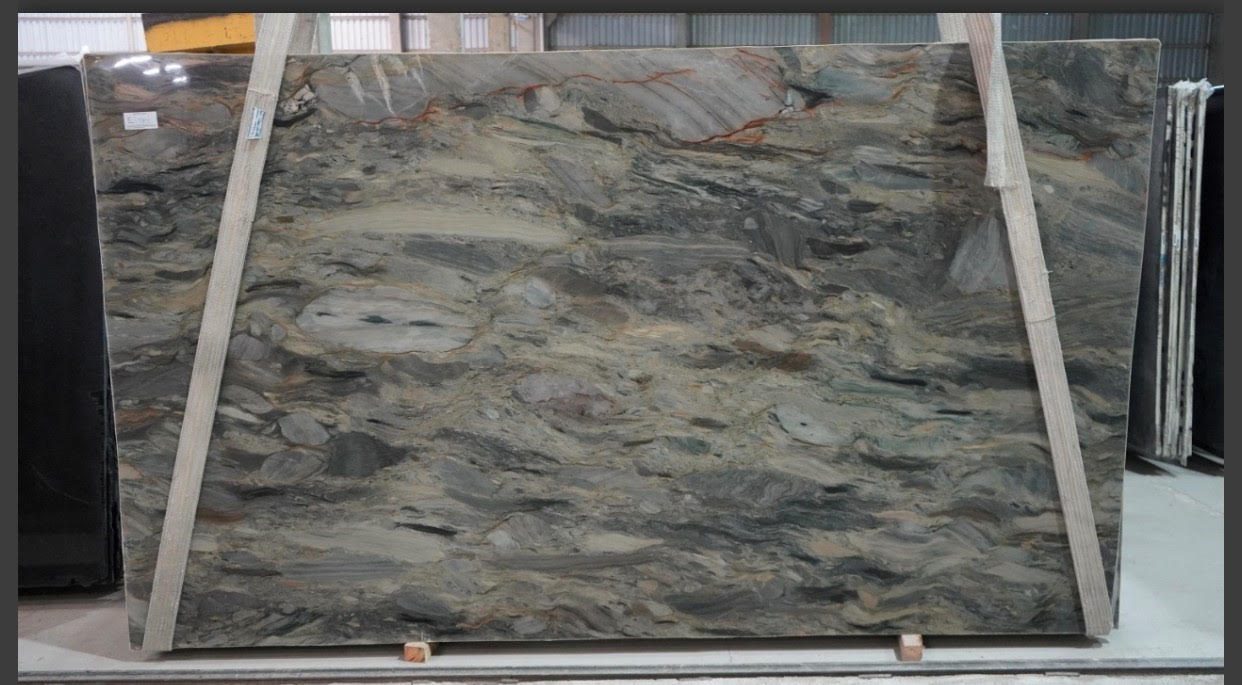 Fusion Blue 18331 - Granite & Quartzite - 126″×72″ - Blue, green , Brown