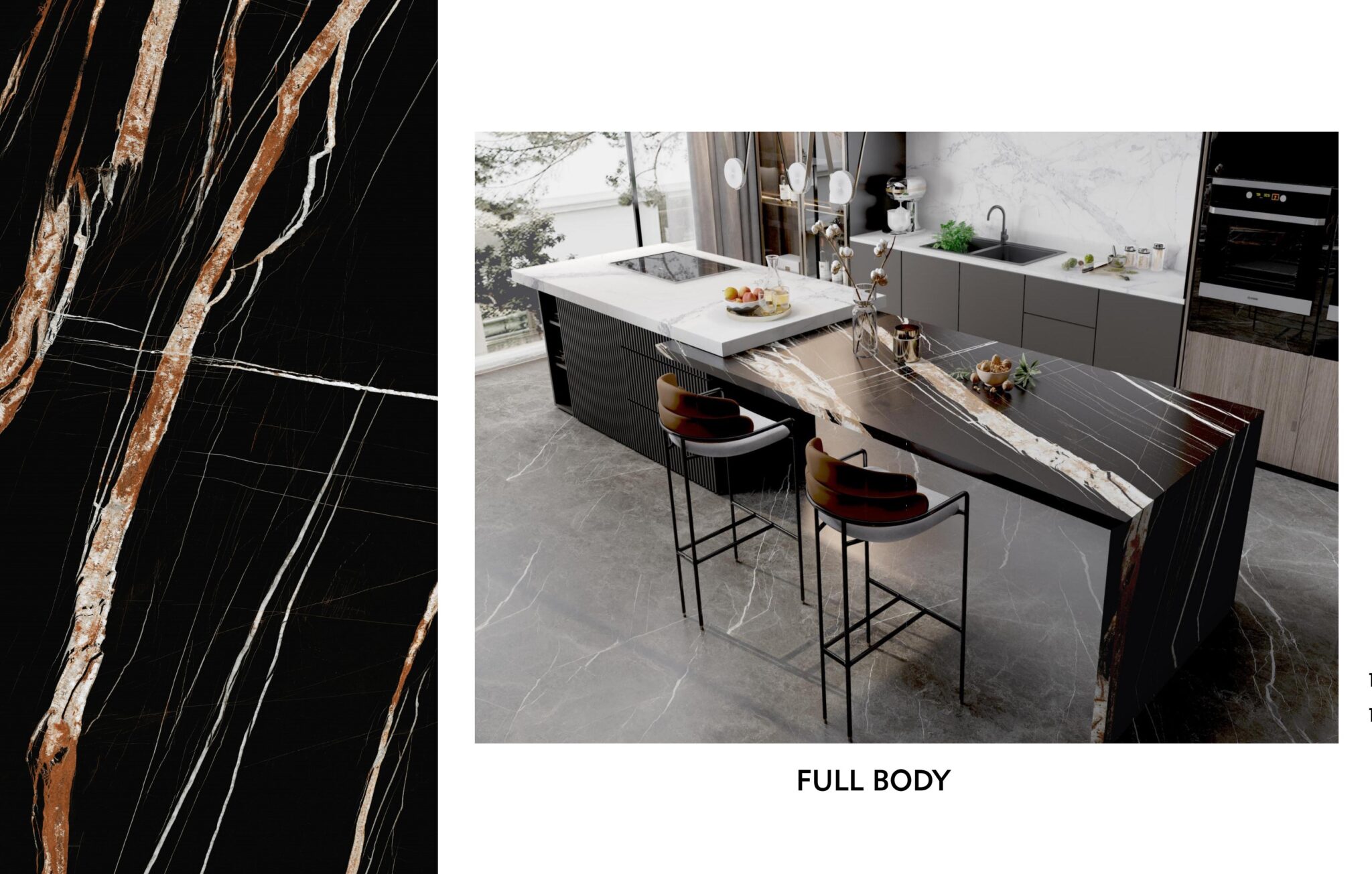 Amber - Sintered Stone - 126'x63' - Black Amber Gold